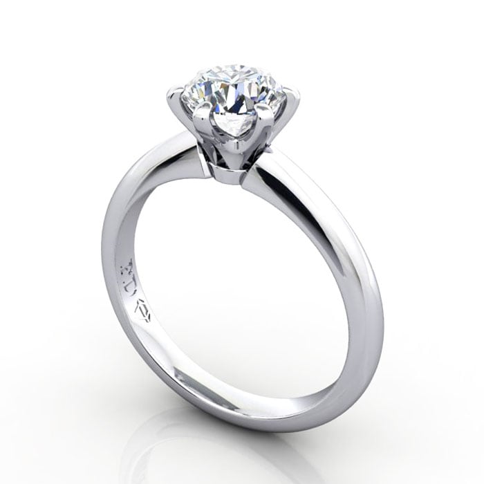 Thumb Round Brilliant Solitaire Diamond Ring Platinum RS9 3D