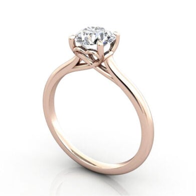 Thumb Round Brilliant Solitaire Diamond Ring Rose Gold RS1 3D