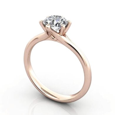 Thumb Round Brilliant Solitaire Diamond Ring Rose Gold RS13 3D