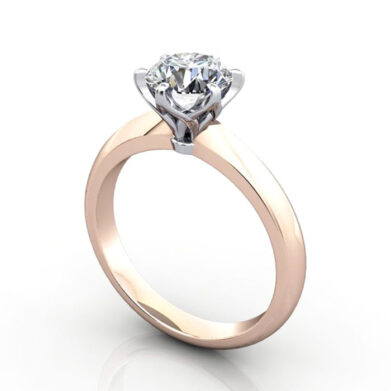 Thumb Round Brilliant Solitaire Diamond Ring Rose Gold RS15 3D