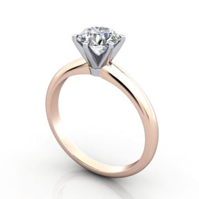Thumb Round Brilliant Solitaire Diamond Ring Rose Gold RS2 3D