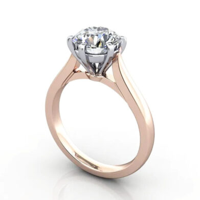 Thumb Round Brilliant Solitaire Diamond Ring Rose Gold RS20 3D