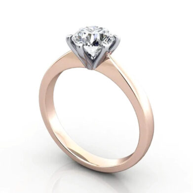 Thumb Round Brilliant Solitaire Diamond Ring Rose Gold RS23 3D
