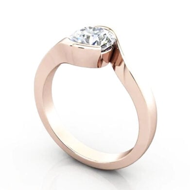 Thumb Round Brilliant Solitaire Diamond Ring Rose Gold RS24 3D