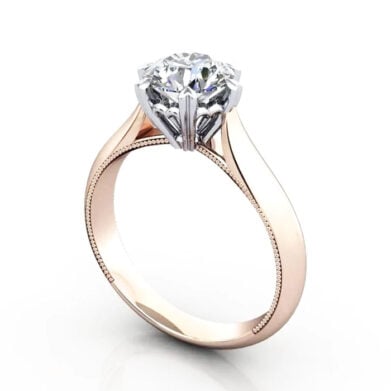Thumb Round Brilliant Solitaire Diamond Ring Rose Gold RS25 3D