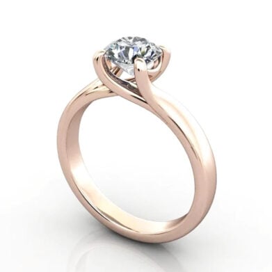 Thumb Round Brilliant Solitaire Diamond Ring Rose Gold RS29 3D