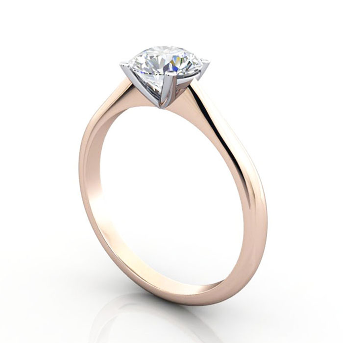 Thumb Round Brilliant Solitaire Diamond Ring Rose Gold RS3 3D
