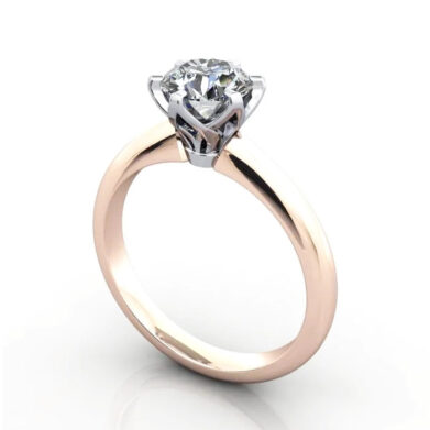 Thumb Round Brilliant Solitaire Diamond Ring Rose Gold RS32 3D