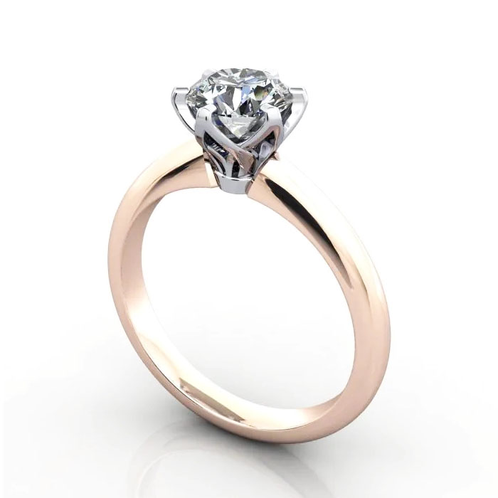 Thumb Round Brilliant Solitaire Diamond Ring Rose Gold RS32 3D