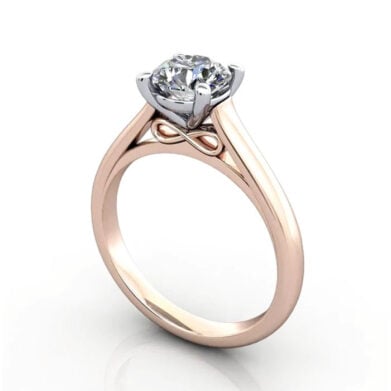 Thumb Round Brilliant Solitaire Diamond Ring Rose Gold RS34 3D