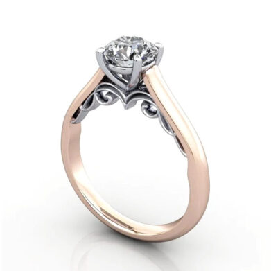 Thumb Round Brilliant Solitaire Diamond Ring Rose Gold RS35 3D