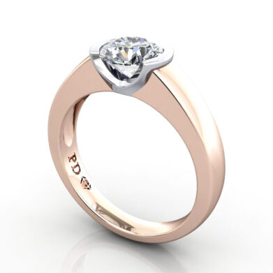 Thumb Round Brilliant Solitaire Diamond Ring Rose Gold RS39 3D