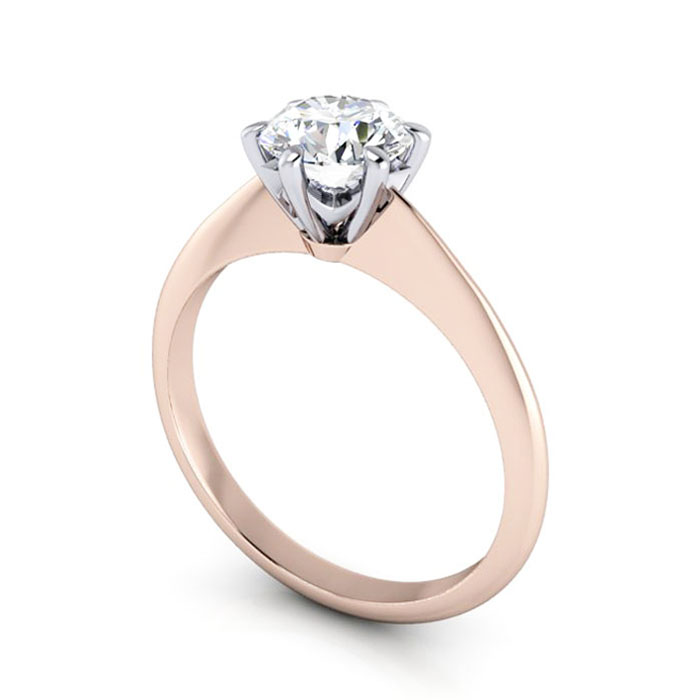 Thumb Round Brilliant Solitaire Diamond Ring Rose Gold RS4 3D