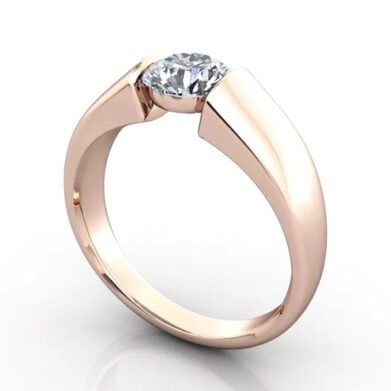 Thumb Round Brilliant Solitaire Diamond Ring Rose Gold RS40 3D