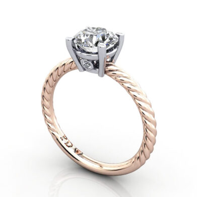 Thumb Round Brilliant Solitaire Diamond Ring Rose Gold RS47 3D