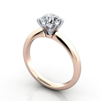 Thumb Round Brilliant Solitaire Diamond Ring Rose Gold RS9 3D