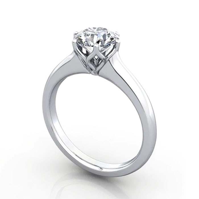 Thumb Round Brilliant Solitaire Diamond Ring White Gold RS19 3D