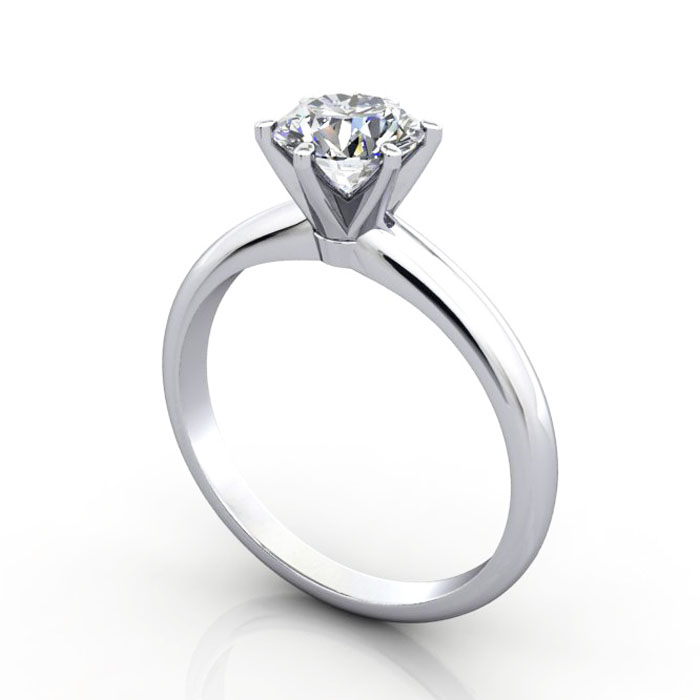 Thumb Round Brilliant Solitaire Diamond Ring White Gold RS2 3D