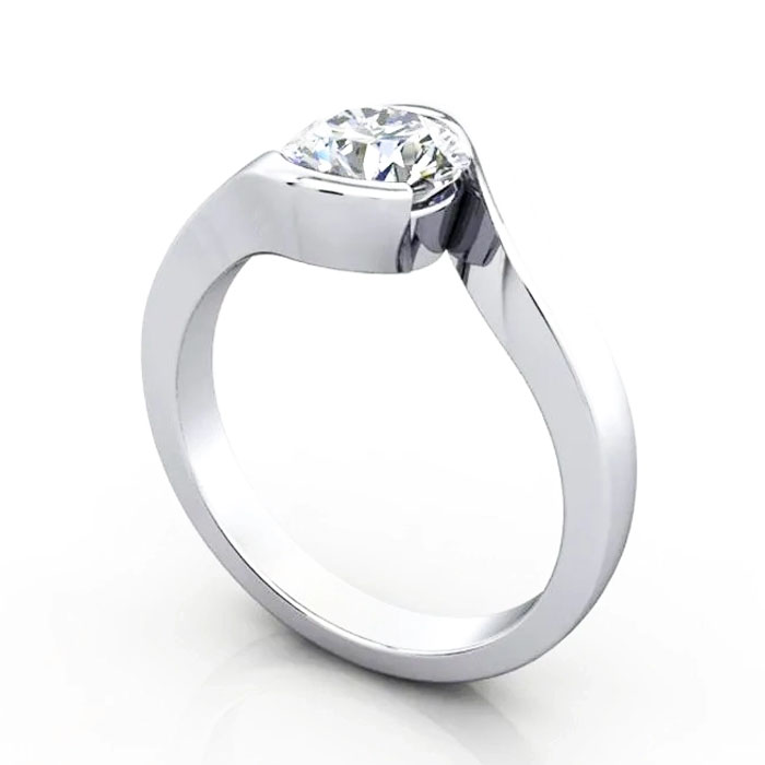 Thumb Round Brilliant Solitaire Diamond Ring White Gold RS24 3D