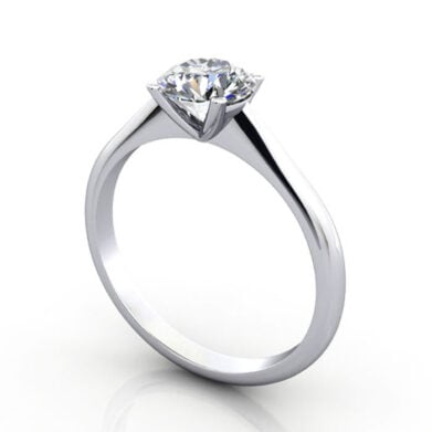 Thumb Round Brilliant Solitaire Diamond Ring White Gold RS3 3D