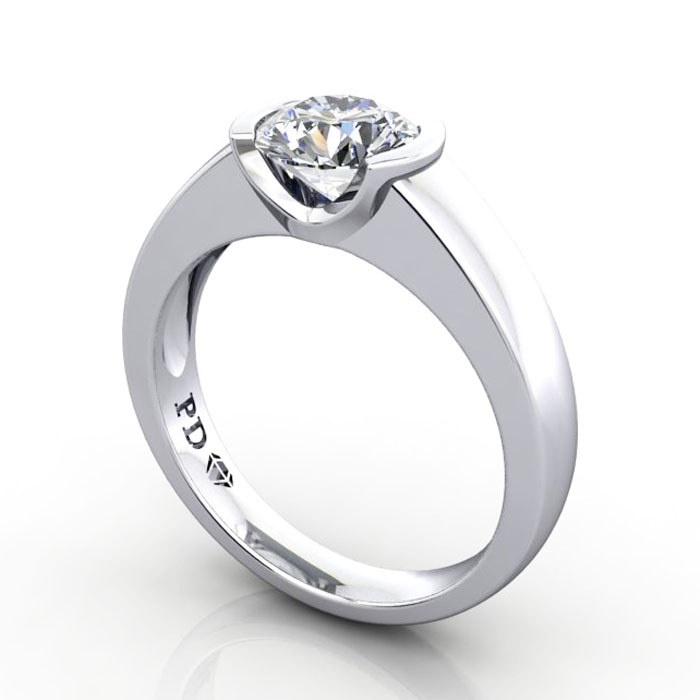 Thumb Round Brilliant Solitaire Diamond Ring White Gold RS39 3D