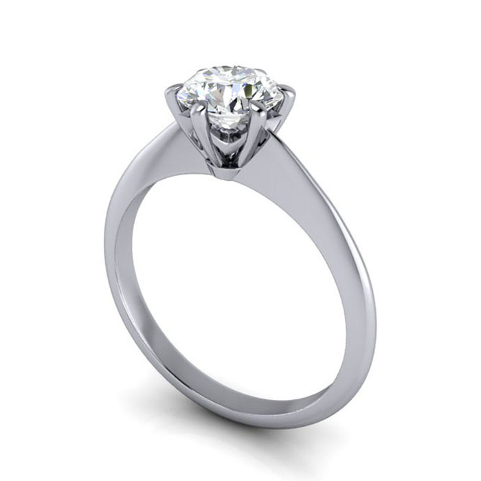 Thumb Round Brilliant Solitaire Diamond Ring White Gold RS4 3D