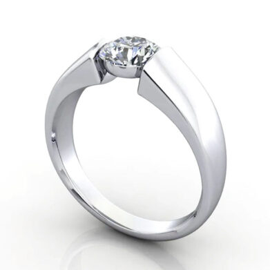 Thumb Round Brilliant Solitaire Diamond Ring White Gold RS40 3D