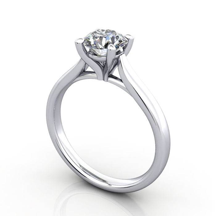 Thumb Round Brilliant Solitaire Diamond Ring White Gold RS41 3D