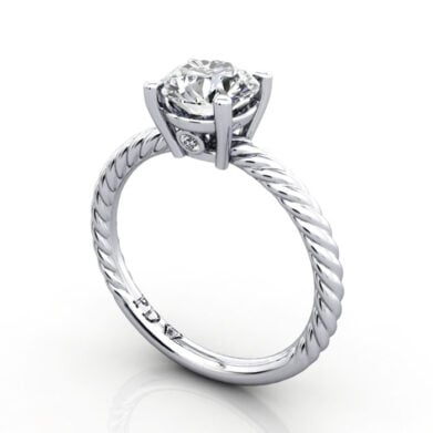 Thumb Round Brilliant Solitaire Diamond Ring White Gold RS47 3D