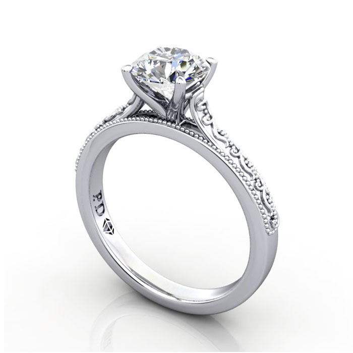 Thumb Round Brilliant Solitaire Diamond Ring White Gold RS50 3D