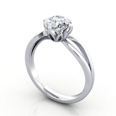 Thumb Round Brilliant Solitaire Diamond Ring White Gold RS8 3D