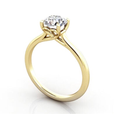 Thumb Round Brilliant Solitaire Diamond Ring Yellow Gold RS1 3D