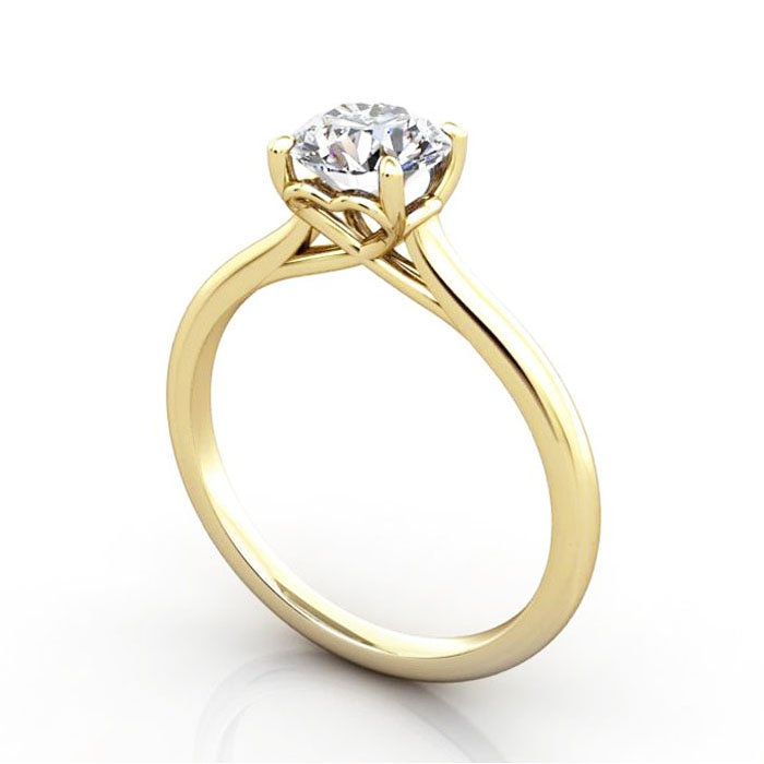 Thumb Round Brilliant Solitaire Diamond Ring Yellow Gold RS1 3D