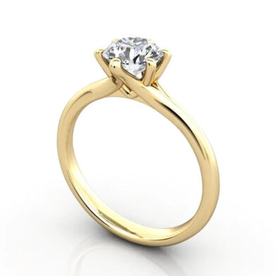 Thumb Round Brilliant Solitaire Diamond Ring Yellow Gold RS13 3D