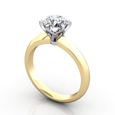 Thumb Round Brilliant Solitaire Diamond Ring Yellow Gold RS15 3D