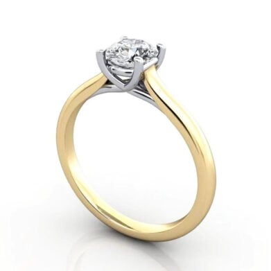 Thumb Round Brilliant Solitaire Diamond Ring Yellow Gold RS16 3D