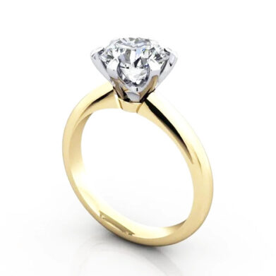 Thumb Round Brilliant Solitaire Diamond Ring Yellow Gold RS18 3D