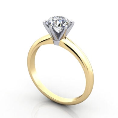 Thumb Round Brilliant Solitaire Diamond Ring Yellow Gold RS2 3D