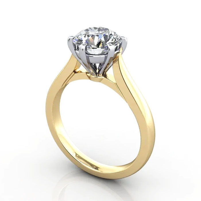 Thumb Round Brilliant Solitaire Diamond Ring Yellow Gold RS20 3D