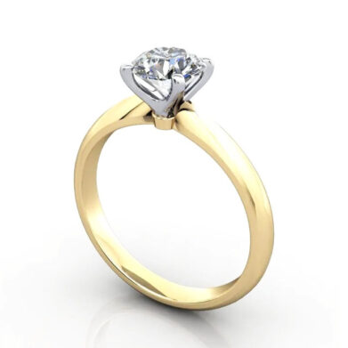 Thumb Round Brilliant Solitaire Diamond Ring Yellow Gold RS22 3D
