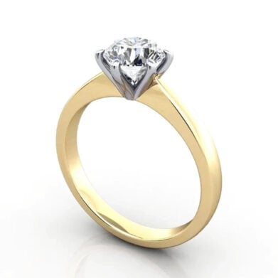 Thumb Round Brilliant Solitaire Diamond Ring Yellow Gold RS23 3D