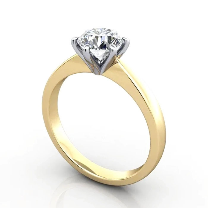 Thumb Round Brilliant Solitaire Diamond Ring Yellow Gold RS23 3D