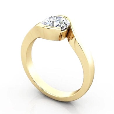 Thumb Round Brilliant Solitaire Diamond Ring Yellow Gold RS24 3D