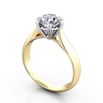 Thumb Round Brilliant Solitaire Diamond Ring Yellow Gold RS25 3D