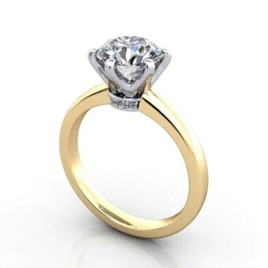 Thumb Round Brilliant Solitaire Diamond Ring Yellow Gold RS26 3D