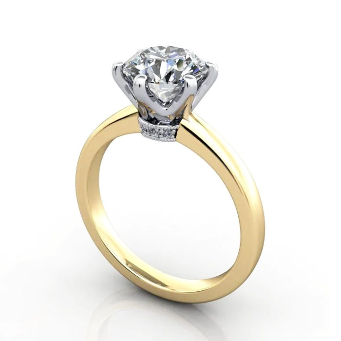 Thumb Round Brilliant Solitaire Diamond Ring Yellow Gold RS26 3D