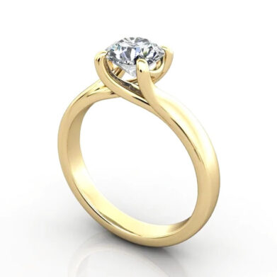 Thumb Round Brilliant Solitaire Diamond Ring Yellow Gold RS29 3D