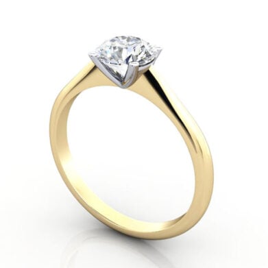 Thumb Round Brilliant Solitaire Diamond Ring Yellow Gold RS3 3D