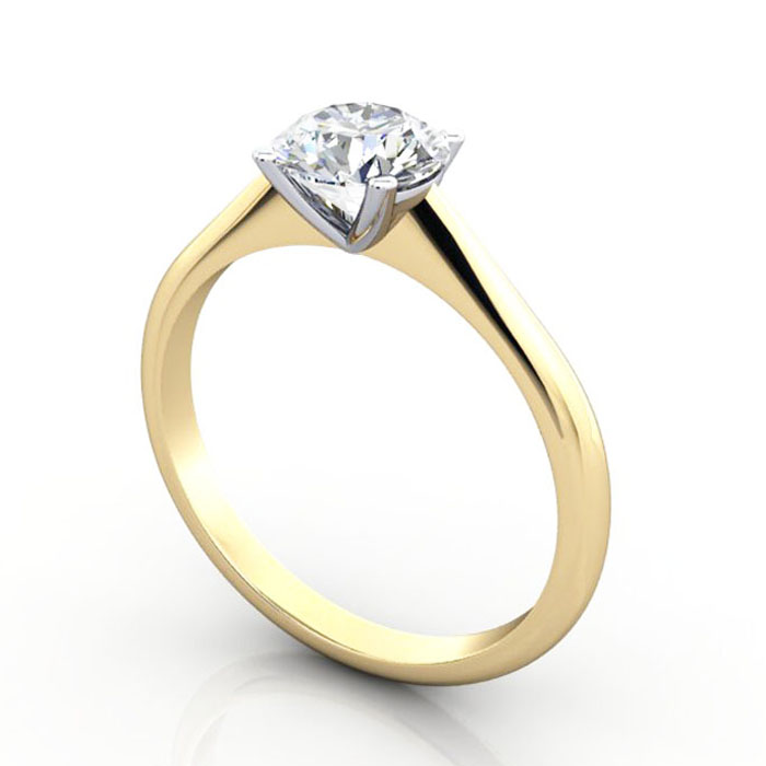 Thumb Round Brilliant Solitaire Diamond Ring Yellow Gold RS3 3D