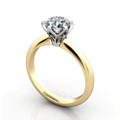 Thumb Round Brilliant Solitaire Diamond Ring Yellow Gold RS32 3D
